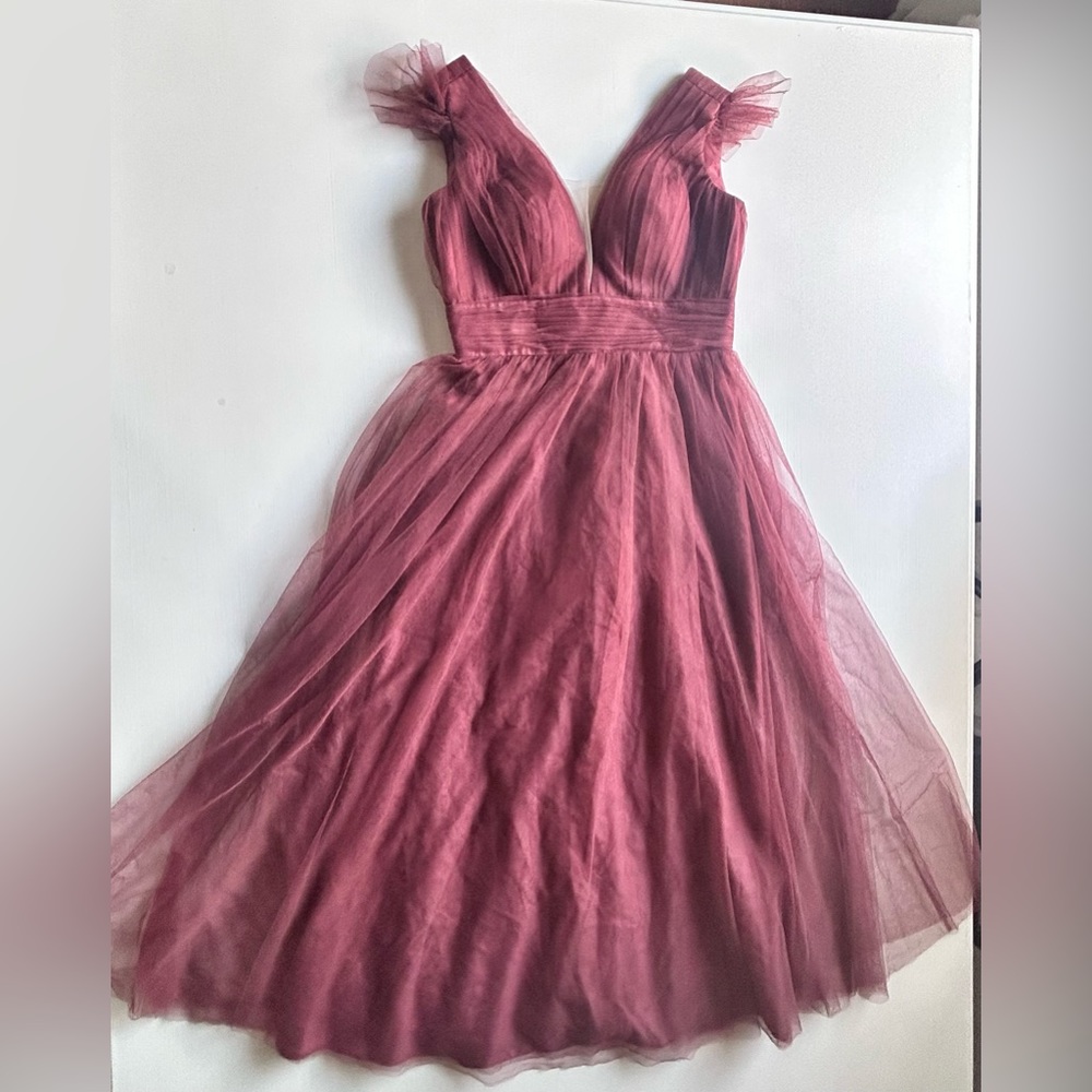 Revelry Burgundy Tulle Wedding Dress